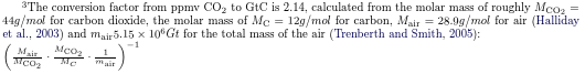 conversion factor footnote